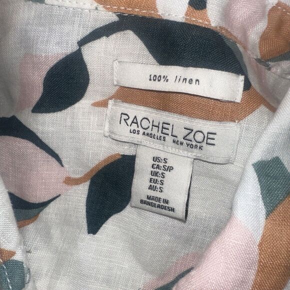 Rachel Zoe 100% Linen Floral Button Up Shirt Dress Pockets Lightweight Sz Small - Picture 8 of 8